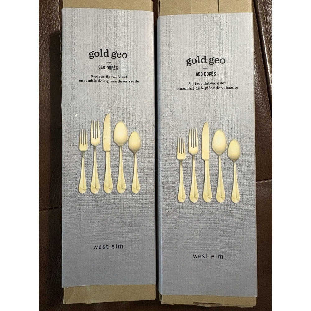 West Elm GOLD geo Groove Flatware- Service For 2